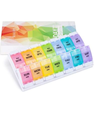 Large Weekly Pill Organizer - Sukuos 7 Day Pill Box with Easy Push Button Design - Buy Online on GoSupps.com