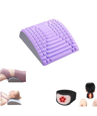 Neck and back cushion with self-heating neck warmer back nack for pain relief in the lower back area lumbar support herniated disc on the spine board (color: purp purple