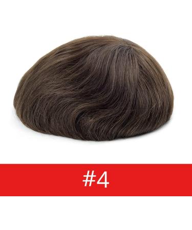 Lordhair Knotless Toupee for Men Skin Flat Injected Human Hair System Base Size 8x10 Inch Light Medium Density Front Contour A Shape Mens Hairpiece Medium Dark Brown 4# - Buy Online on GoSupps.com