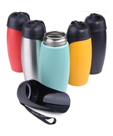 Vivaglory dogs water bottle pet drinking bottle 750ml portable & leaked stainless steel drinking bottle dog on the way with a large trough for walking & hiking mint green 750ml improved bottle blue