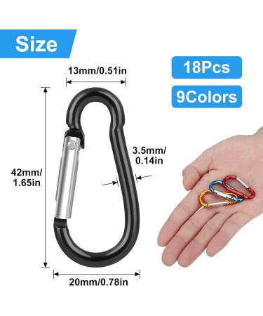 18 Pieces Mini Karabiner Keyring Set - Colorful Aluminum Clips for Outdoor Camping & Hiking - Buy Online on GoSupps.com