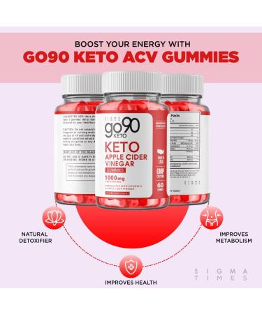 (3 Pack) Go90 Keto ACV Gummies - Advanced Weight Loss Formula - Made in USA - 1000mg Apple Cider Vinegar Gummies - 180 Gummies - Buy Online on GoSupps.com