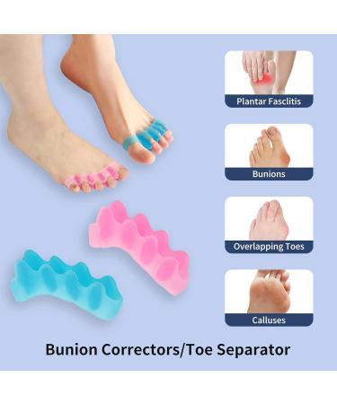 ZnnaYoha Toe Separators (4 PCS) - Soft Gel Toe Spacers for Foot Pain Relief - Bunion Corrector - Universal Size (Pink/Blue) - Buy Online on GoSupps.com