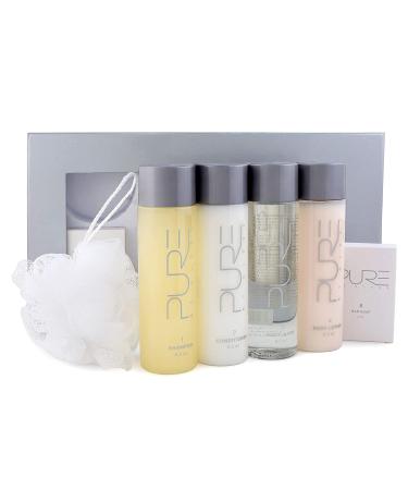Pure by Gloss Gift Set   Fresh Lemon Scent   for All Hair and Skin Types   With Shampoo  8.5oz   Conditioner  8.5oz   Body Wash  8.5oz   Body Lotion  8.5oz   Body Bar  4oz   & Loofah   Cruelty Free
