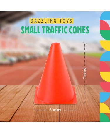 Dazzling Toys Mini Traffic Cones - 7 Pack of Orange Sports Safety Cones for Soccer and Basketball Practice - Buy Online on GoSupps.com