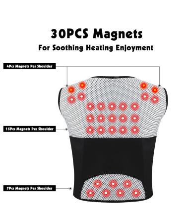 Shoulder Zippers Vest Self Heating Magnetic Therapy Waist Brace Posture Corrector Back Lumbar Pain Black Large - Buy Online on GoSupps.com