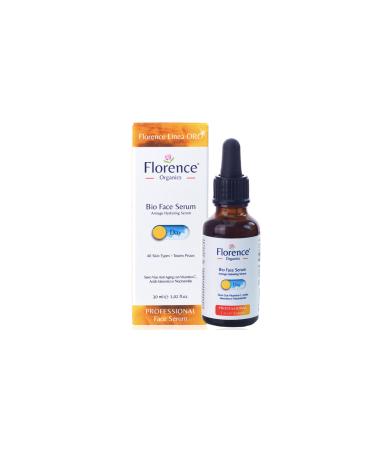 Organic Face Serum Anti Aging Hydration Professional Face Serum with Vitamin C Day Serum with Hyaluronic Acid for Face Neck and Eye Contour 30 ml. Florence Organics