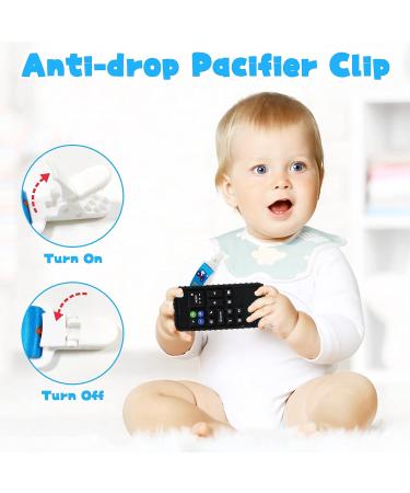 KPBLIS Baby Teether Toys - 2 Pcs Remote Control & Phone Shaped Silicone Teethers for Babies 6-12 Months - Early Educational Sensory Toy - Black - Buy Online on GoSupps.com