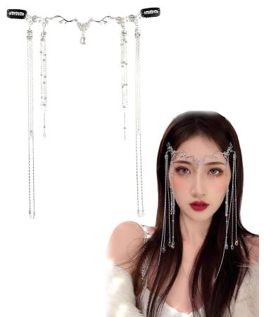 AORHOFJ Hair Band Women Water Drop Chain Headwear Fairy Hair Ornaments Chain Forehead Crystal Hair Band Long Clothes Tassel Headwear Headwear