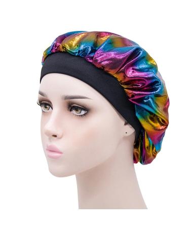 Girls Satin Sleep Bonnets for Curly Hair | Colorful Black+Purple Kids Night Caps - Buy Online on GoSupps.com