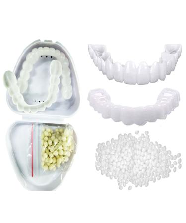 Tistik 2 pairs of cosmetic veneers teeth at the top and bottom teeth for plug in artificial teeth lightening dentures false teeth Temporary whitening repair kit for men and women