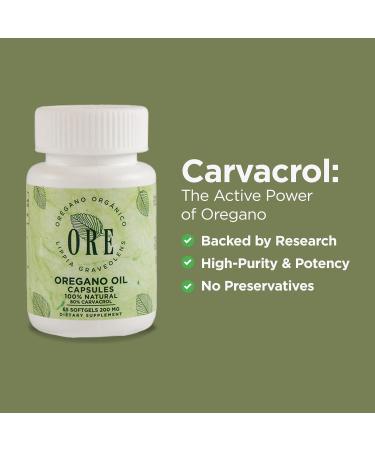ORE Oregano Oil Softgels 80% Carvacrol | Wild Mexican Oregano | Herbal Immune & Respiratory Support | Natural Supplement | Non-GMO Gluten-Free | 65 Easy-to-Swallow Capsules - Buy Online on GoSupps.com