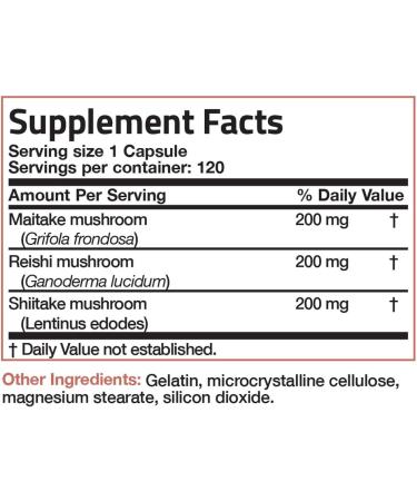 Triple Mushroom Complex - Maitake, Reishi, Shiitake - 600mg Capsules - 120ct - Immune System Booster - Antioxidant Blend - Buy Online on GoSupps.com