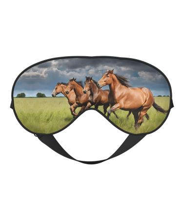 Sleep Mask Eye for Women Men Reusable Soft Blackout Eye Masks Covers for Night Better Sleep Travel Camping Road Trip Essentials Gifts for Him Her - Horses