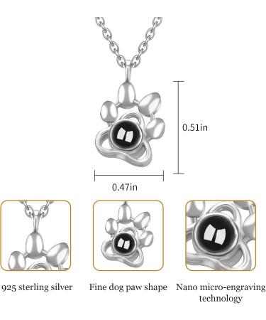 Personalized Projection Photo Necklace | Custom Pet Paw Necklace | Unique 925 Silver Gifts for Dog & Cat Memory - Buy Online on GoSupps.com