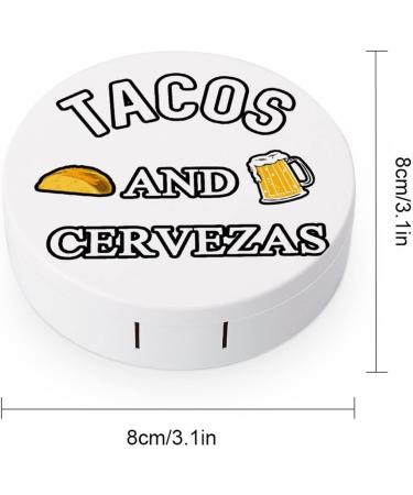 Tacos And Cervezas Round Case For Contact Lens Kit Storage Box with Mirror Printed - Buy Online on GoSupps.com