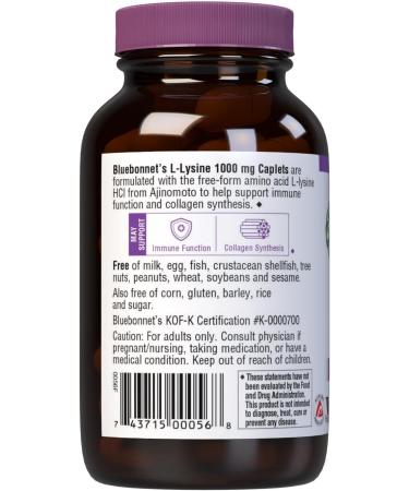 Buy Bluebonnet L-Lysine 1000 mg Caplets - 50 Count | Global Shipping Available - Buy Online on GoSupps.com
