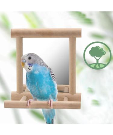 2Pcs Parrot Hanging Swing Mirror Fun Wooden Parrot Mirror Hanging Wooden Bird Mirror Toy Parrot Toy Budgie Mirror for Small Birds - Buy Online on GoSupps.com