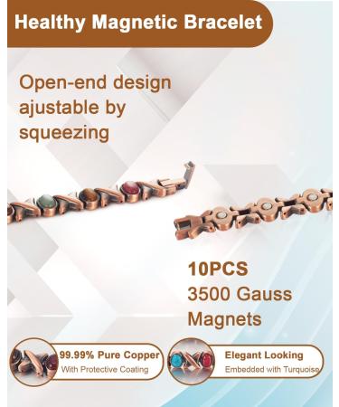 EnerCoppeX Copper Magnetic Bracelet for Women - Turquoise Jewelry with 3500 Gauss Magnet (COB-0176) - Buy Online on GoSupps.com