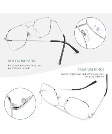 Buy LINVO Vintage Aviator Glasses - Classic Metal Frame Stylish Non-Prescription Glasses for Men & Women - Black Fake Glasses - Buy Online on GoSupps.com