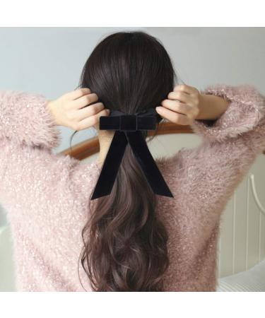 Minkissy Satin Ribbon Hair Bow Big Hair Bows Bowknot Hair Scrunchies Hair Barrettes Collection for Women Girls (Black) Women's Fashion Scarves - Buy Online on GoSupps.com