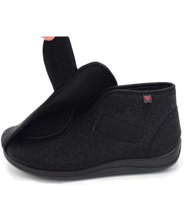 Men's Adjustable Diabetic House Shoes for Wide Swollen Feet - Warm Plush Fleece, Non-Skid, Comfortable Relief for Elderly, Diabetes, Swelling, Edema, Arthritis - Size 11.5 Black - Buy Online on GoSupps.com