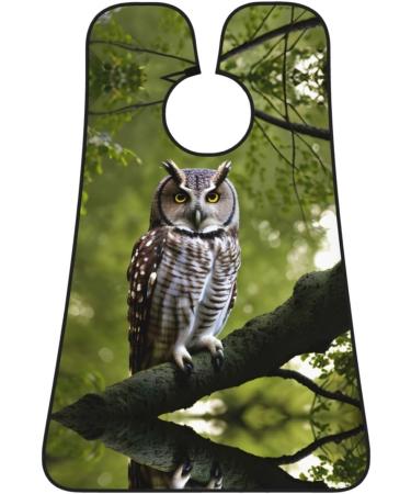 Owl Tree Branches Print Beard Bib Apron - Best Beard Hair Catcher for Men | Trimming & Shaving Cloth - Buy Online on GoSupps.com