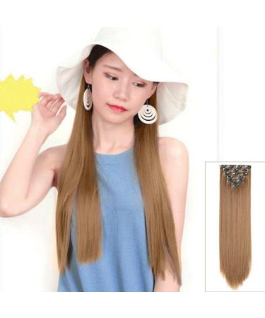 Hair Extensions Clip Long Straight Hairstyle Synthetic Blonde Black Brown Hairpieces Heat Resistant False Hair Accessories - Buy Online on GoSupps.com