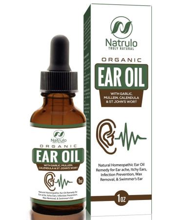 Organic Ear Oil for Ear Infections  Natural Eardrops for Infection Prevention, Swimmer's Ear & Wax Removal  Adults, Baby, Children, Pets Earache Remedy  with Mullein, Garlic, Calendula, Made in USA