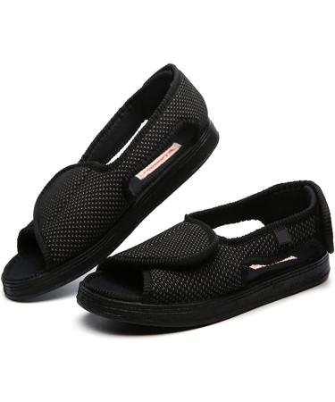 Adjustable Open Toe Diabetic Shoes for Men - Warm & Comfy - Size 8 Black - Buy Online on GoSupps.com