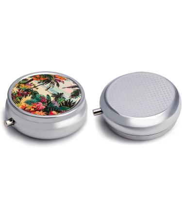 Shop Stylish Tropical Floral Pill Box | 3 Compartment Travel Pill Organizer | Portable Medicine Case for Handbag & Pocket - Buy Online on GoSupps.com