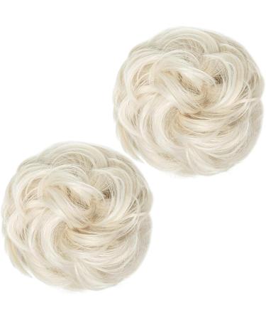 PORSMEER 2-Pack Messy Hair Bun Extensions - Curly Wavy Updo Scrunchies, Platinum Blonde 60 - Buy Online on GoSupps.com