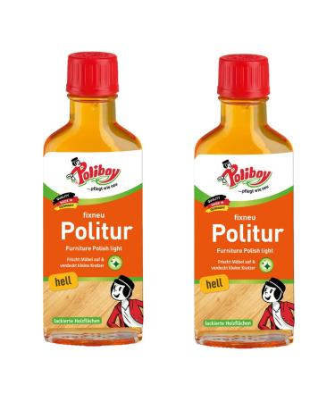 Poliboy Fix -Neu Polish -Hell - Furniture Polish for Helle Lacquered Woods - Color -refreshing wood polish - 2x 100 ml - Made in Germany Hell 100 ml (2 Series)