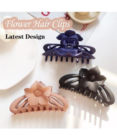 6 Pack Large Flower Claw Clips for Thick Hair - Strong Hold Matte Hair Clips for Women - Buy Online on GoSupps.com
