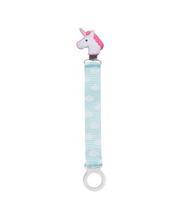 C.R. Gibson White and Pink Unicorn Baby Pacifier Clip for Babies, 2pc, 8.5'' L x 1'' W