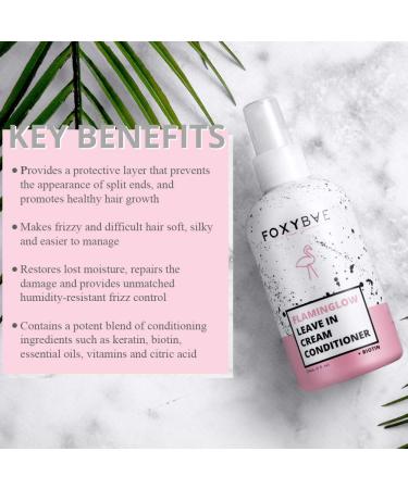 FoxyBae Flaminglow Leave-In Conditioner Cream - 8 oz | Keratin + Biotin, Detangling Spray for Curly & Color Treated Hair - Buy Online on GoSupps.com
