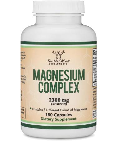 Magnesium Complex Supplement 180 Capsules (426mg Elemental Magnesium Provided by 2,300mg of Eight Different Forms of Magnesium) MAG-8 Provides 100% Daily Recommended Value of Magnesium by Double Wood - Buy Online on GoSupps.com