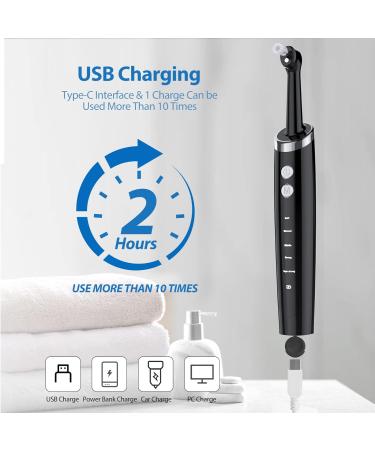 Heartyfly Tooth Polisher: Multifunctional Teeth Whitening Kit, Plaque Remover for a Better Whitening Effect with Regular/Whitening Toothpaste, USB Charging - Black - Buy Online on GoSupps.com