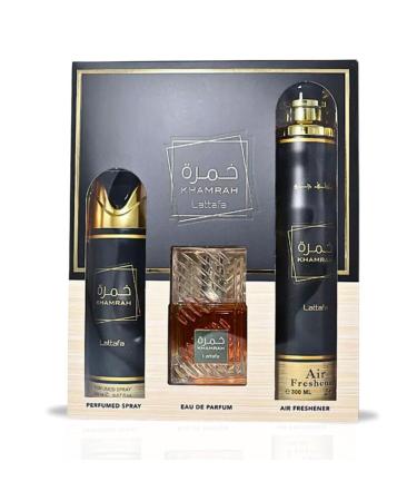 LATTAFA Khamrah Gift Set EDP - 100ML Perfumed Spray 200ML Air Freshener 300ML | Gift Set - Buy Online on GoSupps.com