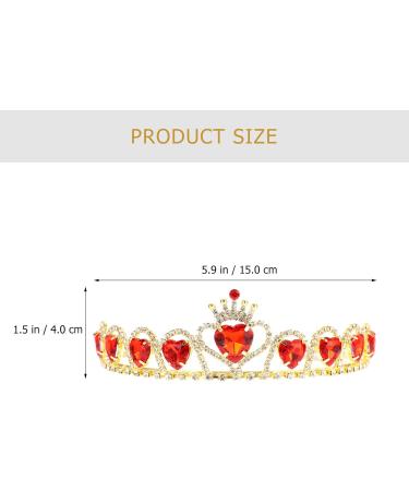 Lurrose Red Heart Crown Baroque Rhinestone Queen Crown Crystal Red Diamond Tiara for Birthday Wedding Princess Bridal Prom Favors - Buy Online on GoSupps.com
