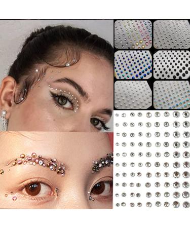 Nail Rhinestone Stickers 6 Sheets Self Adhesive Eye Body Face Nail Rhinestones Rainbow Face for Women Festival Accessory DIY Nail Art Decorations Rhinestone6sheet