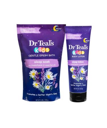 Dr Teal's Kids Gentle Epsom Bath Sleep Soak & Body Lotion with Melatonin & Essential Oils Gift Set