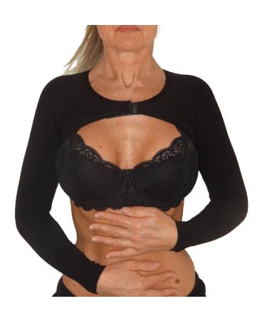 CzSalus Flat Knit High Compression Mini top Massaging arms Sleeves for Lipedema Lymphedema Diseases Black Small-Medium