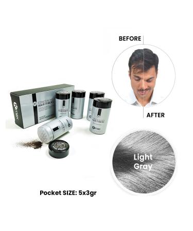 Kmax Hair Fibers - Keratin Hair Loss Coverage Pocket Size (5 Bottles x 3g) - Light Gray | International Shipping - Buy Online on GoSupps.com