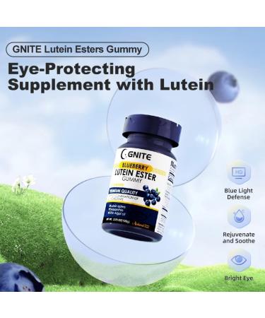 GNITE Blueberry Lutein Ester Gummy for Eye Health - Premium Quality Soft Gummies with Lutein Esters Zeaxanthin & DHA Algal Oil | 60 Count |Supports Macular Health Reduces Blue Light Damage - Buy Online on GoSupps.com