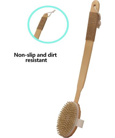 Shower Bath Brush with Detachable Long Handle - Boar Bristle Back Scrubber for Lymphatic Drainage and Cellulite - Exfoliating Body Brush for Shower - 1 Pack - Buy Online on GoSupps.com