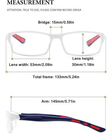 Shop Vevesmundo Sporty Blue Light Filter Reading Glasses for Men & Women - Anti-Blue Light Rectangular Multiple Strengths Available - Buy Online on GoSupps.com