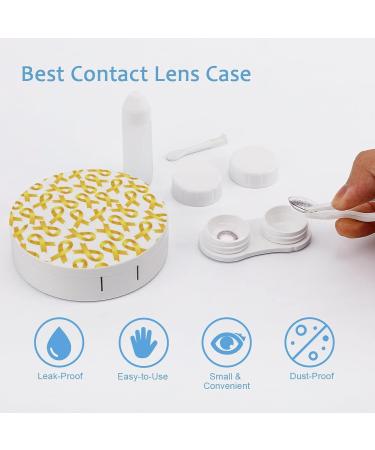 Gold Ribbon to Childhood Cancer Awareness Round Case For Contact Lens Kit Storage Box with Mirror Printed - Buy Online on GoSupps.com