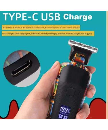 Multifunction Men's Professional Electric Hair Cutting Tool - USB Charging Trimmer with Graffiti Print - Buy Online on GoSupps.com