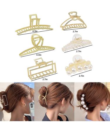 LYDZTION 10Pcs Hair Claw Clips Set - Big Metal and Pearl Hair Clips for Women - Strong Hold Hairpins for Styling - Non Slip Headwear Accessories - Buy Online on GoSupps.com